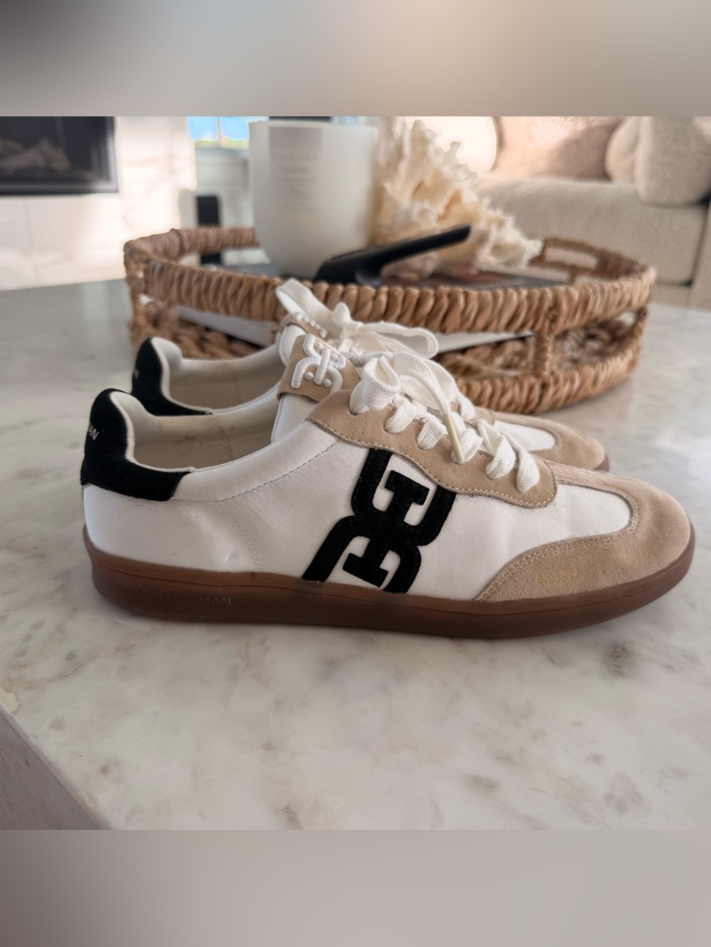 Sam Edelman Timmie Court Sneakers Sz. 9 Men’s white/tan/black Gum Sole Shoes
